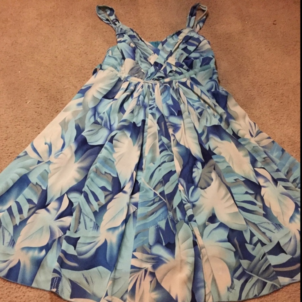 Hawaiian Print Blue Dress